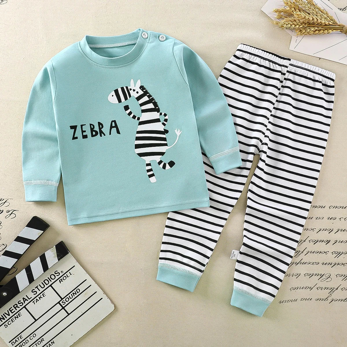 Cute Zebra Cartoon Animal Kids Pajama Set