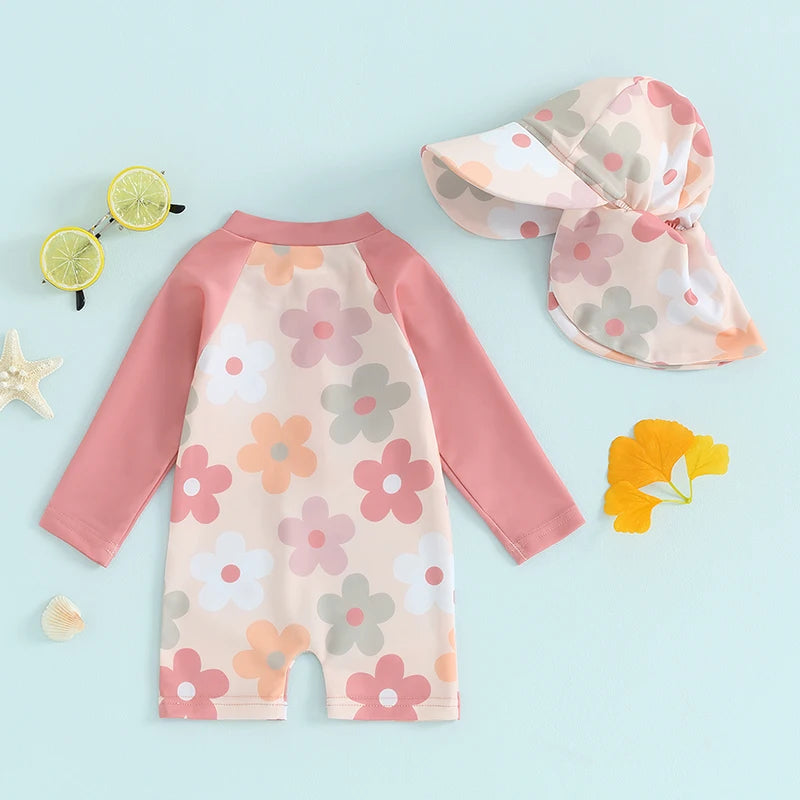 Floral/Tropical Tree Print Zip Up Swimwear Bathing Suit