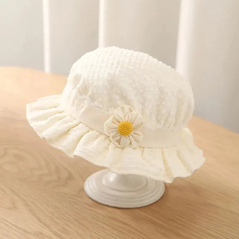 MOMSTAG Cute Flower Baby Girls Bucket Hat - Lace Cotton for Summer