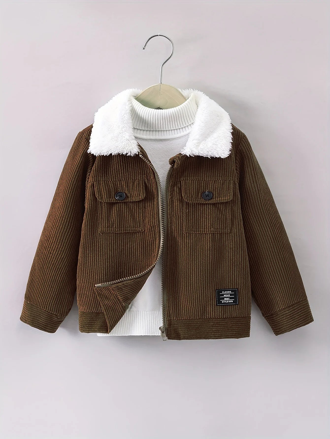 MOMSTAG Boys' Corduroy Fleece Zipper Jacket