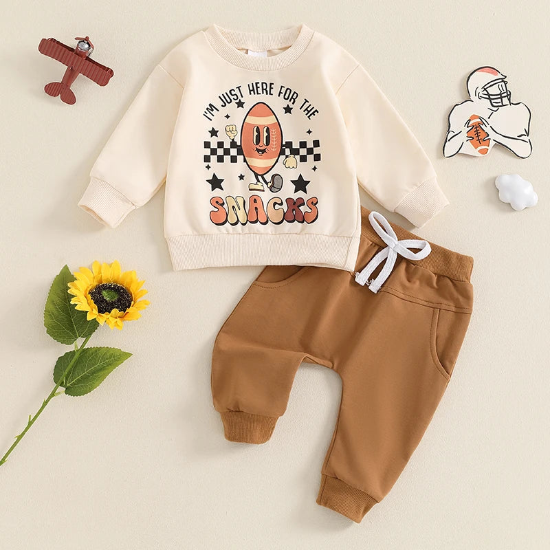 2 pc Long Sleeve Sweatshirt and Elastic Waist Pants with Pockets for Boys