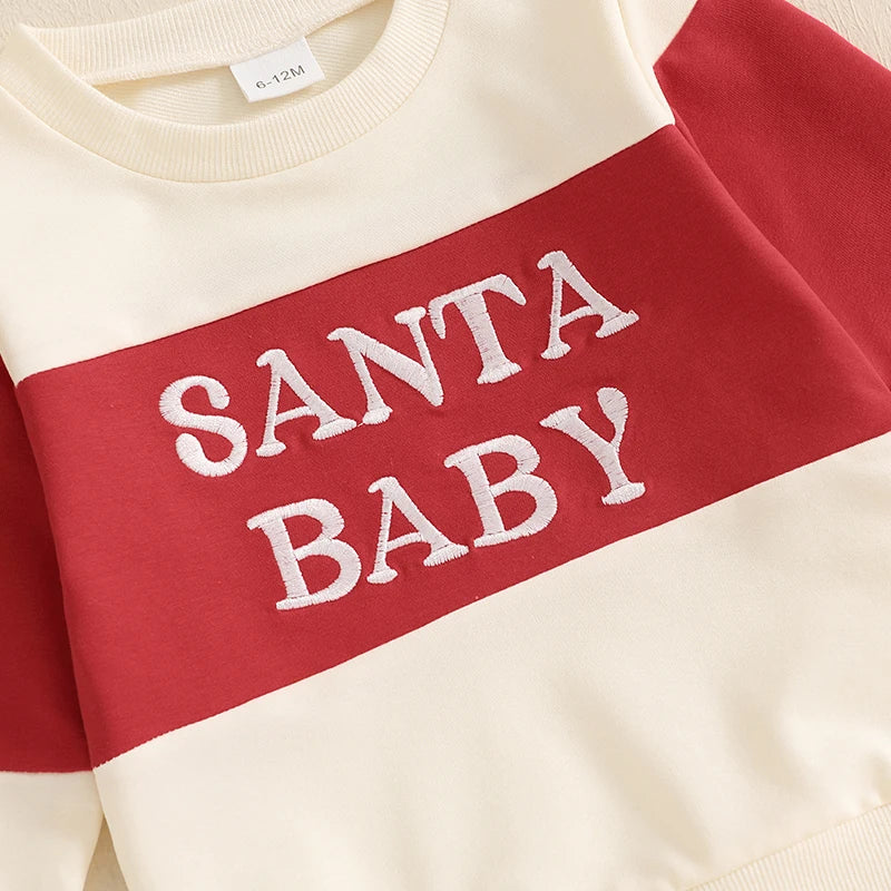 MOMSTAG Baby Boy Christmas Long Sleeve Sweatshirt+Elastic Pants Set