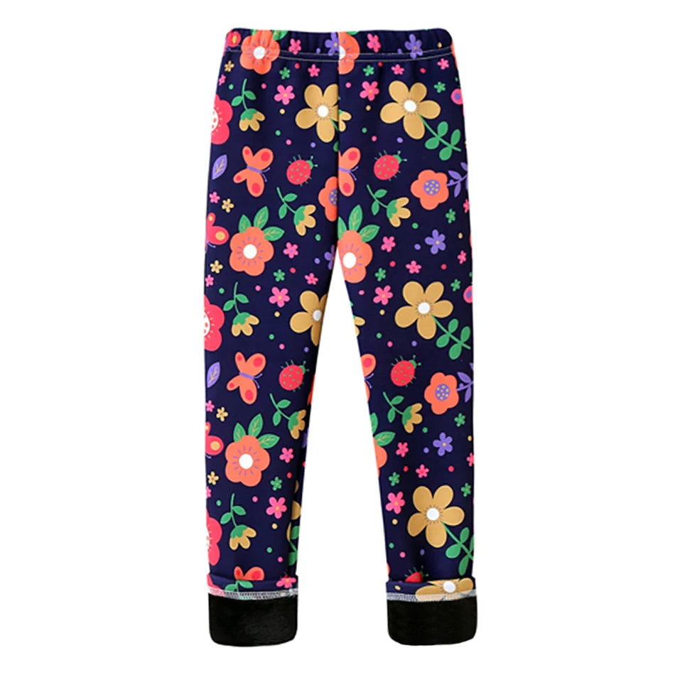 Girls Cozy Fleece-Lined Butterfly Leggings