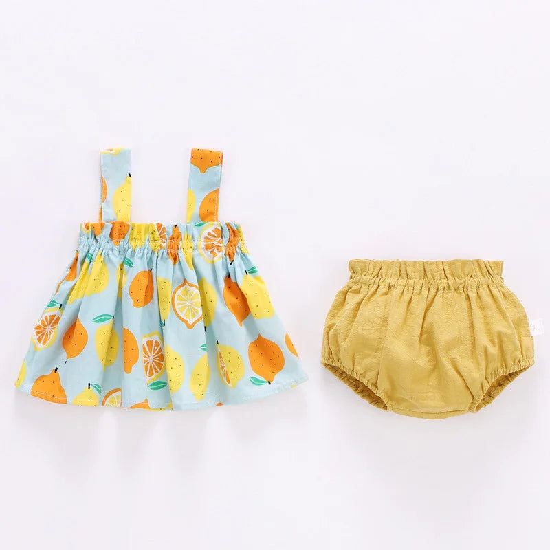 2Pcs/Set Thin top & shorts Clothes for baby girls