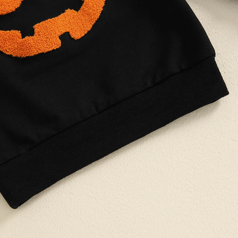 Pumpkin Embroidery Halloween Sweatshirts for Boys and Girls