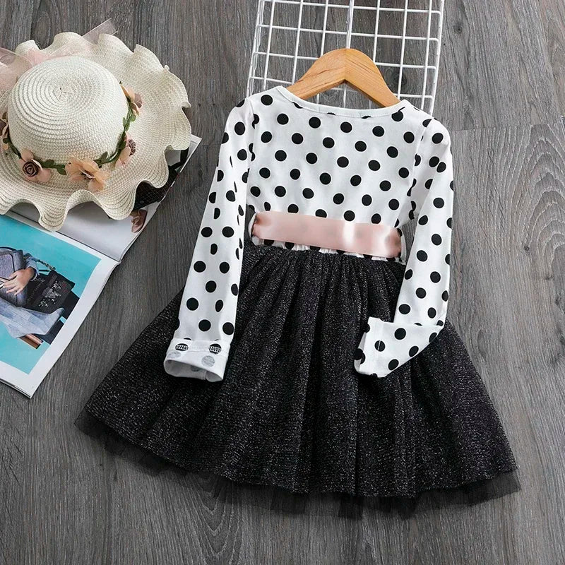 MOMSTAG Girls Polka-dot Fall Princess Dress