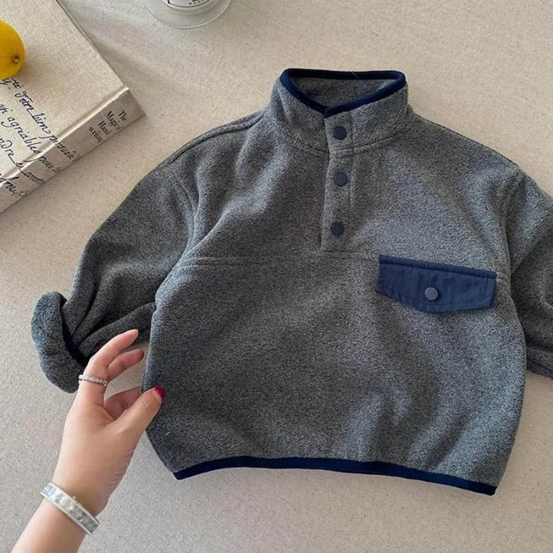 MOMSTAG Kids Polo Shirt Half Zipper Hoodie