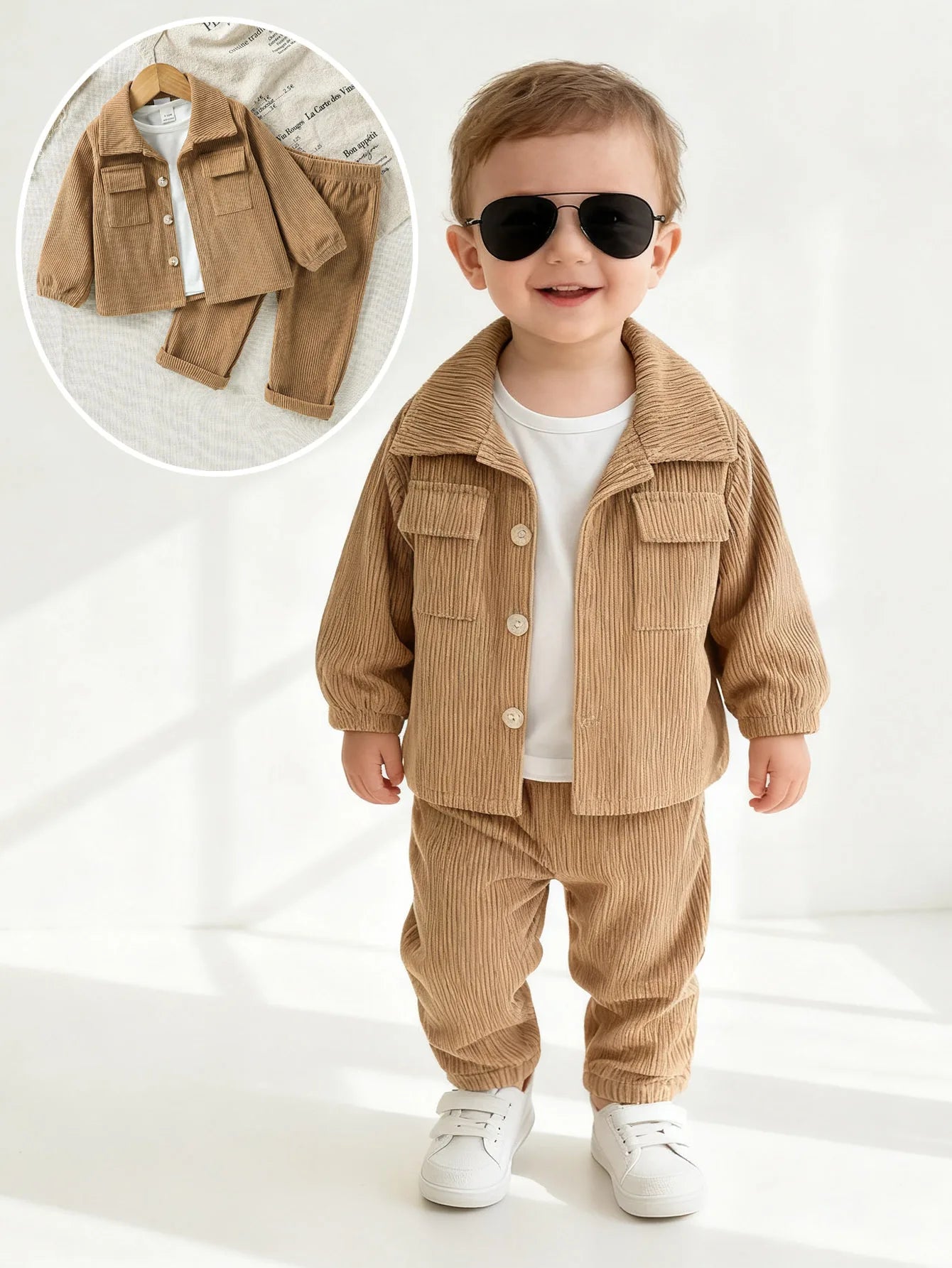 Baby Boys Solid Two Piece Outfit Set 3–24M