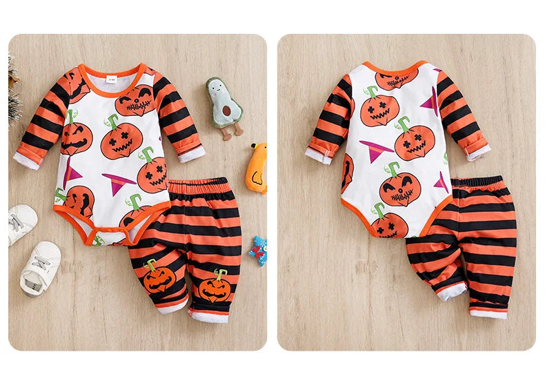 Pumpkin Hipster Romper and Pants for baby boys and girls