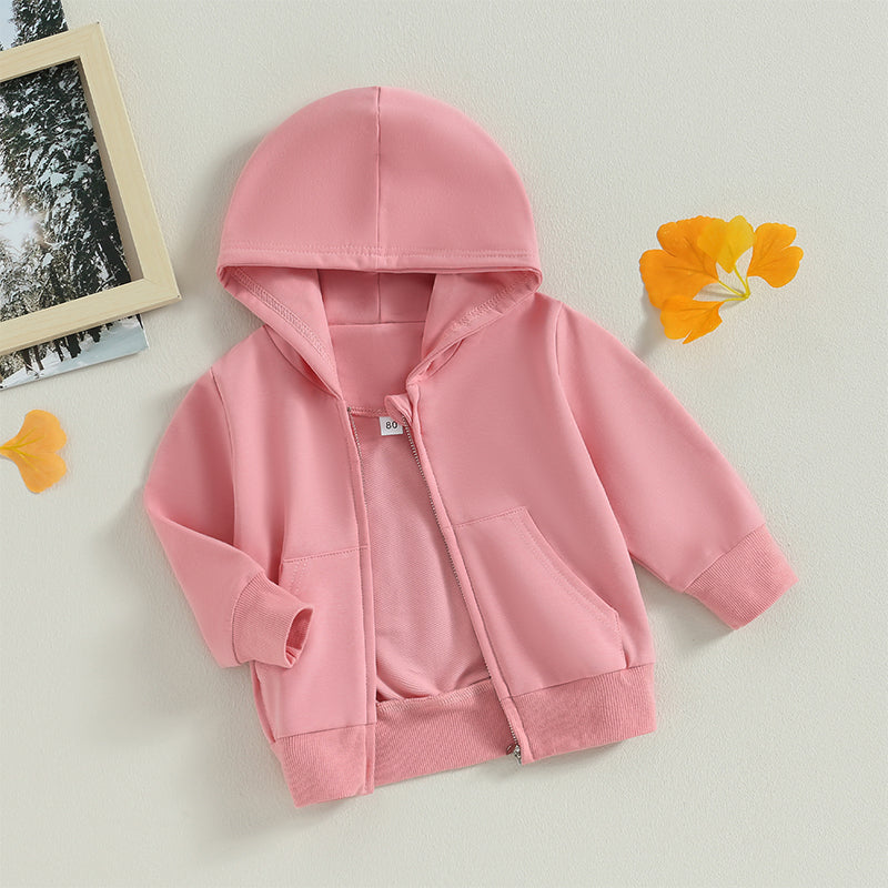 MOMSTAG Kids' Solid Zip-Up Hooded Jacket Winter