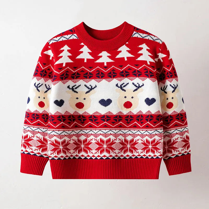 Festive Christmas Sweater Kids Warm Cotton Pullover
