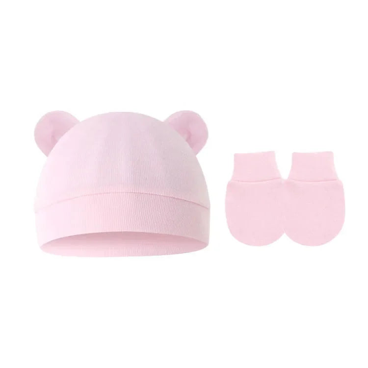 Cotton Beanie Hats And Gloves Set for babies