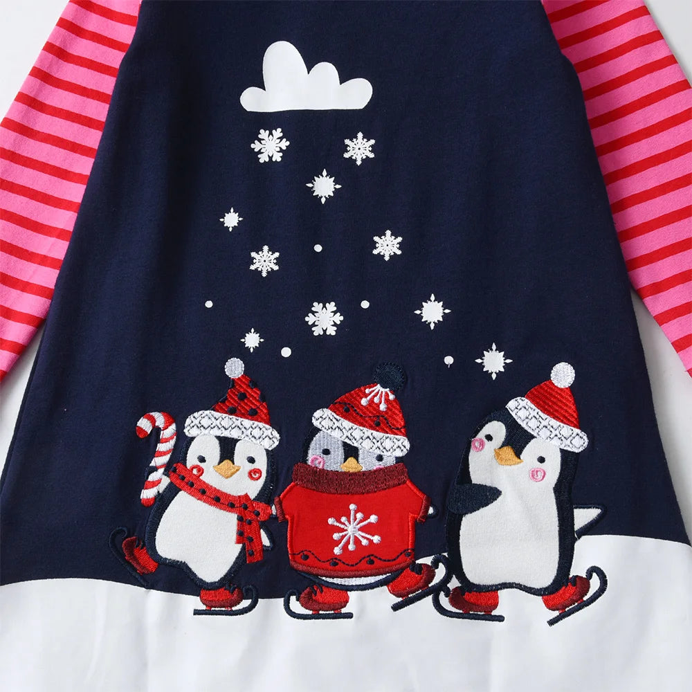 penguin christmas dress ALAZA Christmas Penguin Winter Women's Summer Dress Sun Dress Sleeveless with Pockets S Multicoloured at Amazon Women's Clothing store