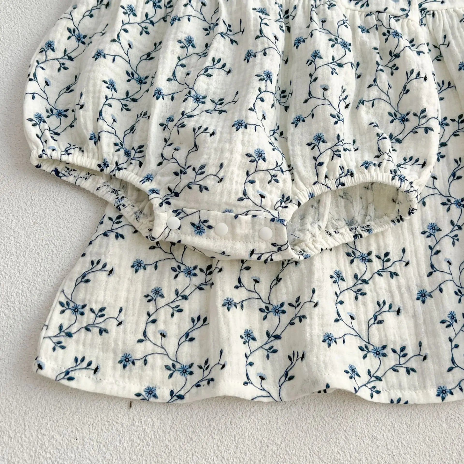 Flower Print Romper Dress Matching Sister Outfit