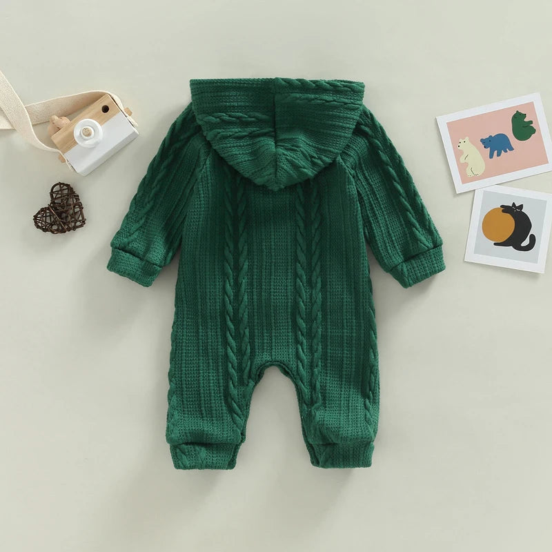 MOMSTAG Toddler Unisex Bodysuit Cozy Winter Warm  Hooded Romper