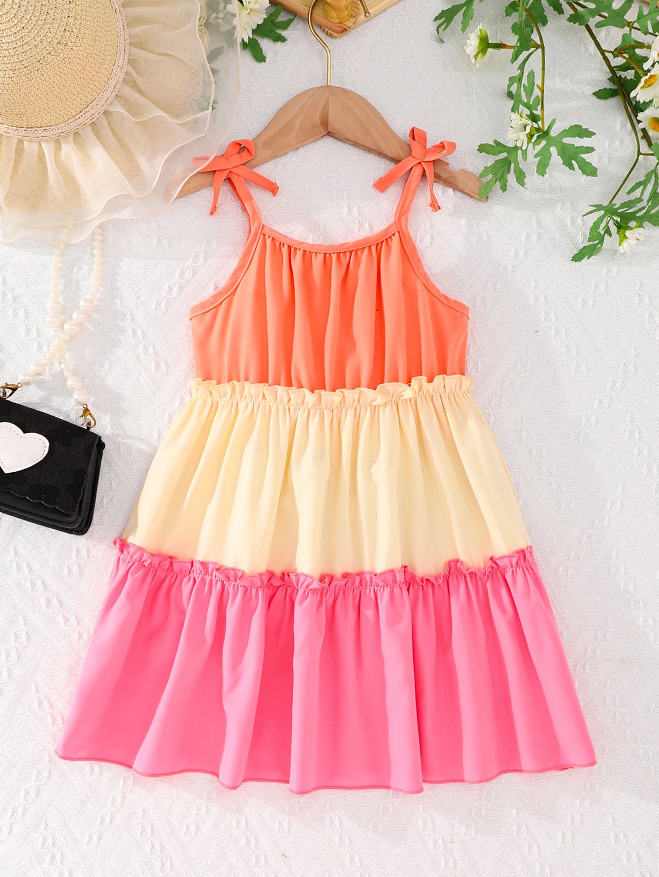 Contrasting Color Slip Dress for Girls