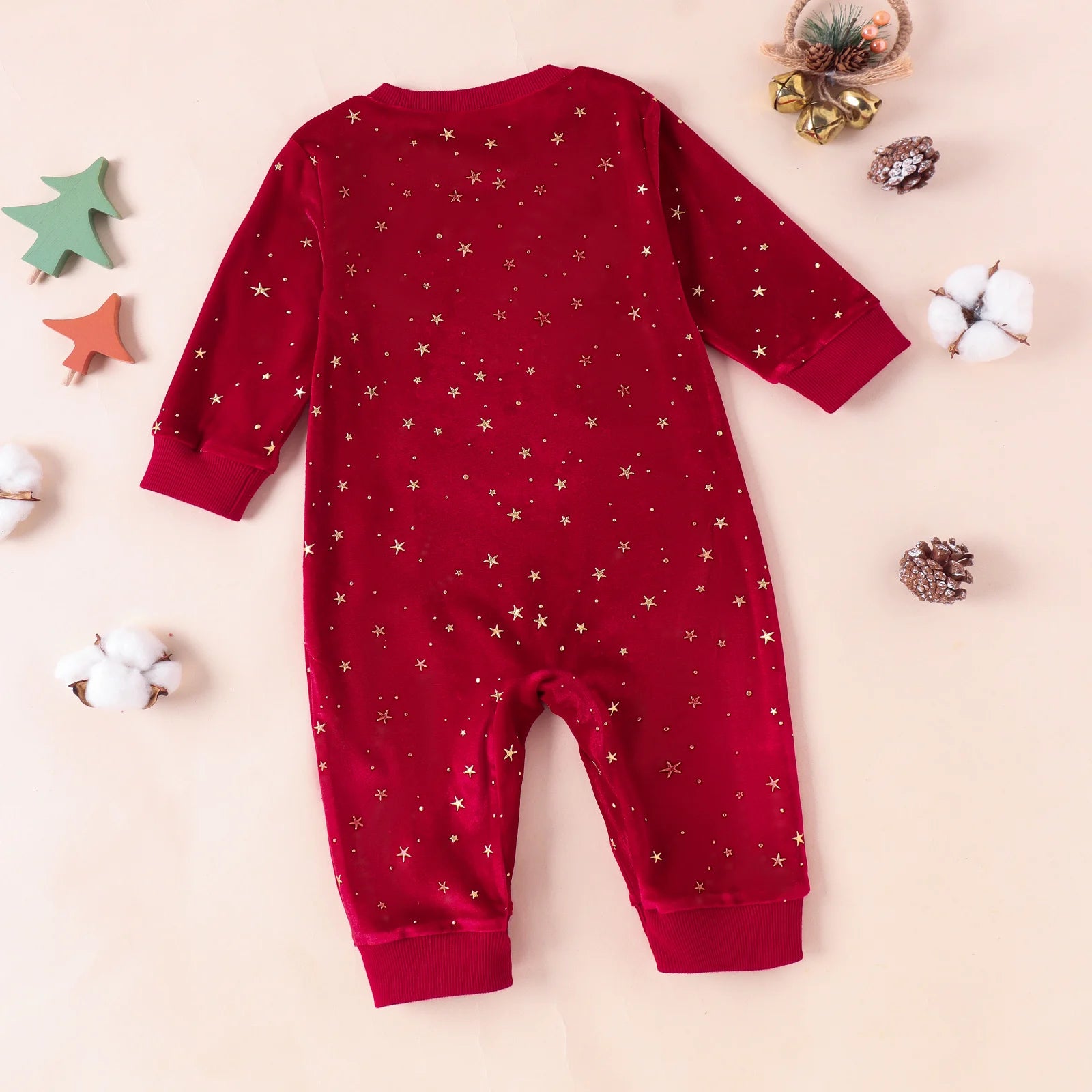 Sweet Red Velvet Christmas Jumpsuit for Baby Girls