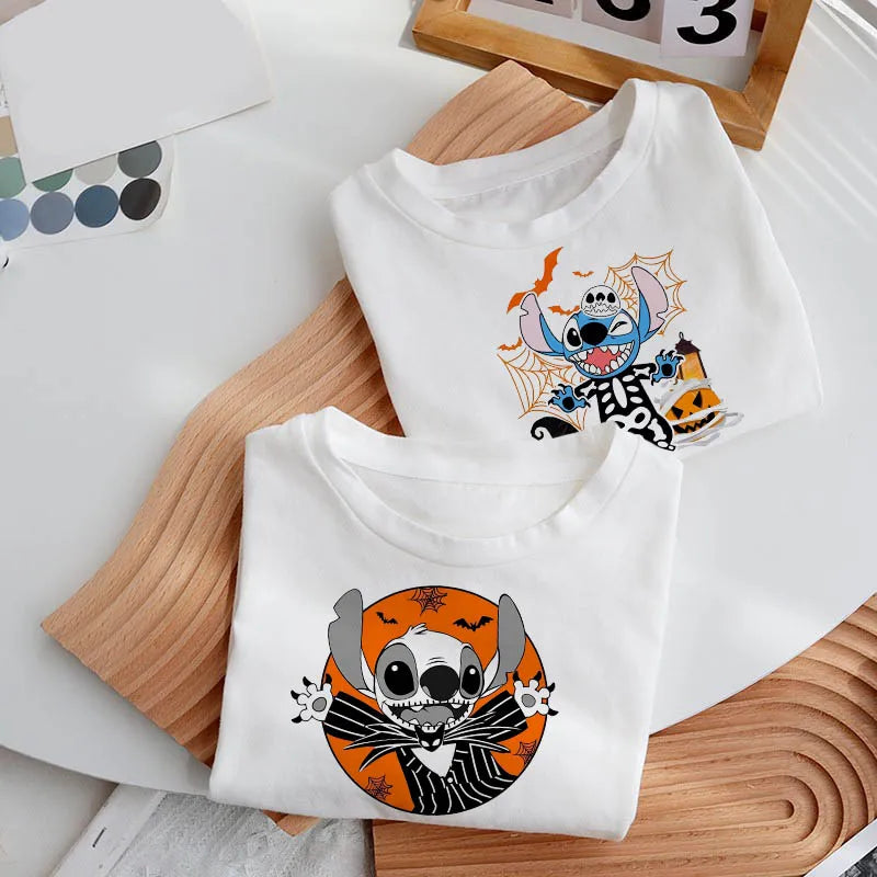 Halloween Cartoons Print Short Sleeve Kids T-Shirt