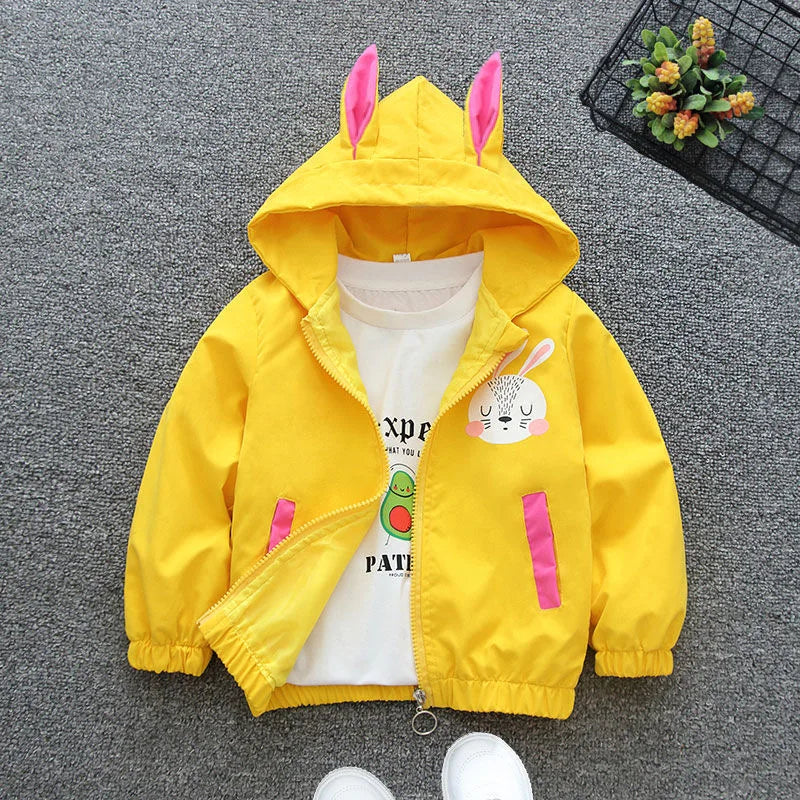 Girls Yellow Rabbit Hooded Jacket