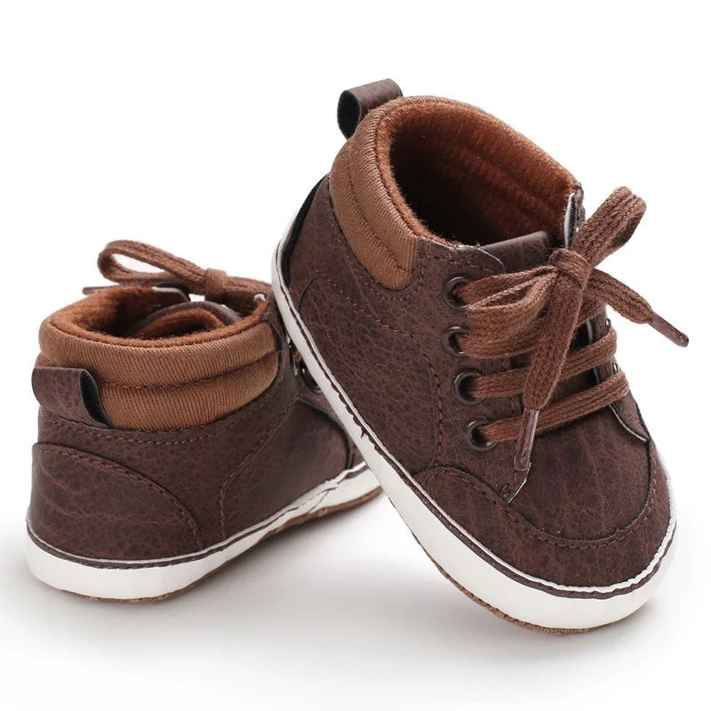 Cotton Sole Anti-slip PU Leather First Walkers Crawl Crib Moccasins Shoes for baby boys