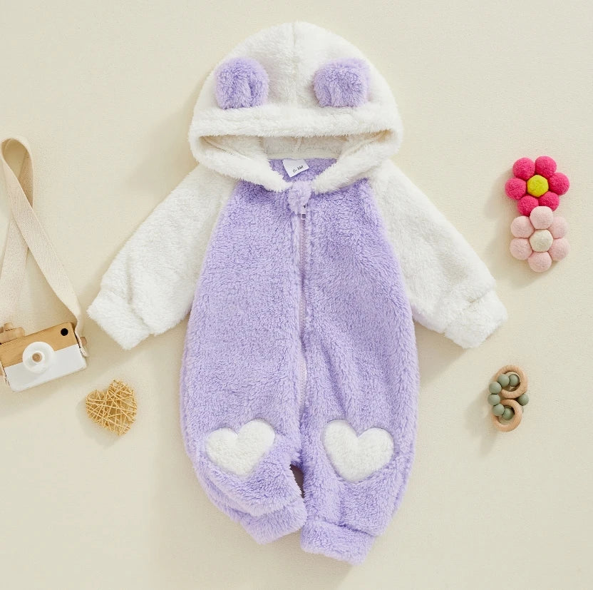 MOMSTAG Baby Girl Winter Warm Romper Zipper Closure Jumpsuit