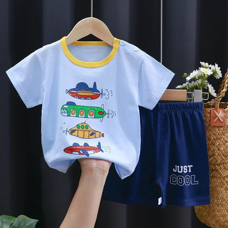 2-Piece Cotton Cartoon Pajama & Casual Tracksuit for Boys