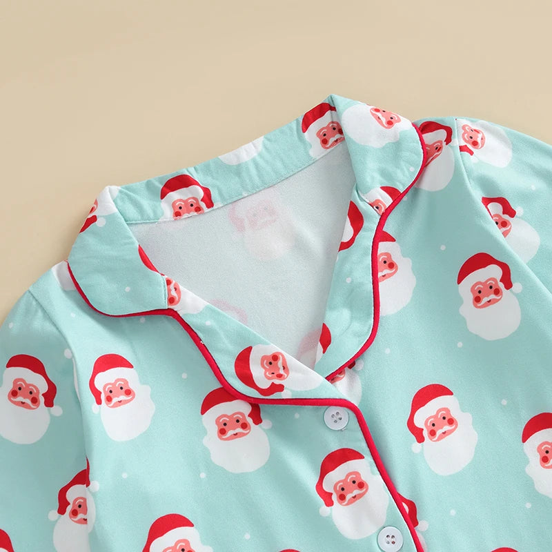 Cozy Santa Print Christmas Pajama Set