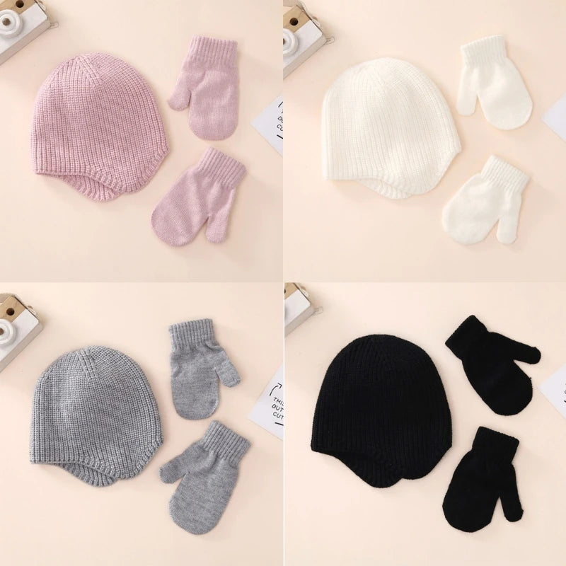 Newborn Beanie Hat Mitten Set