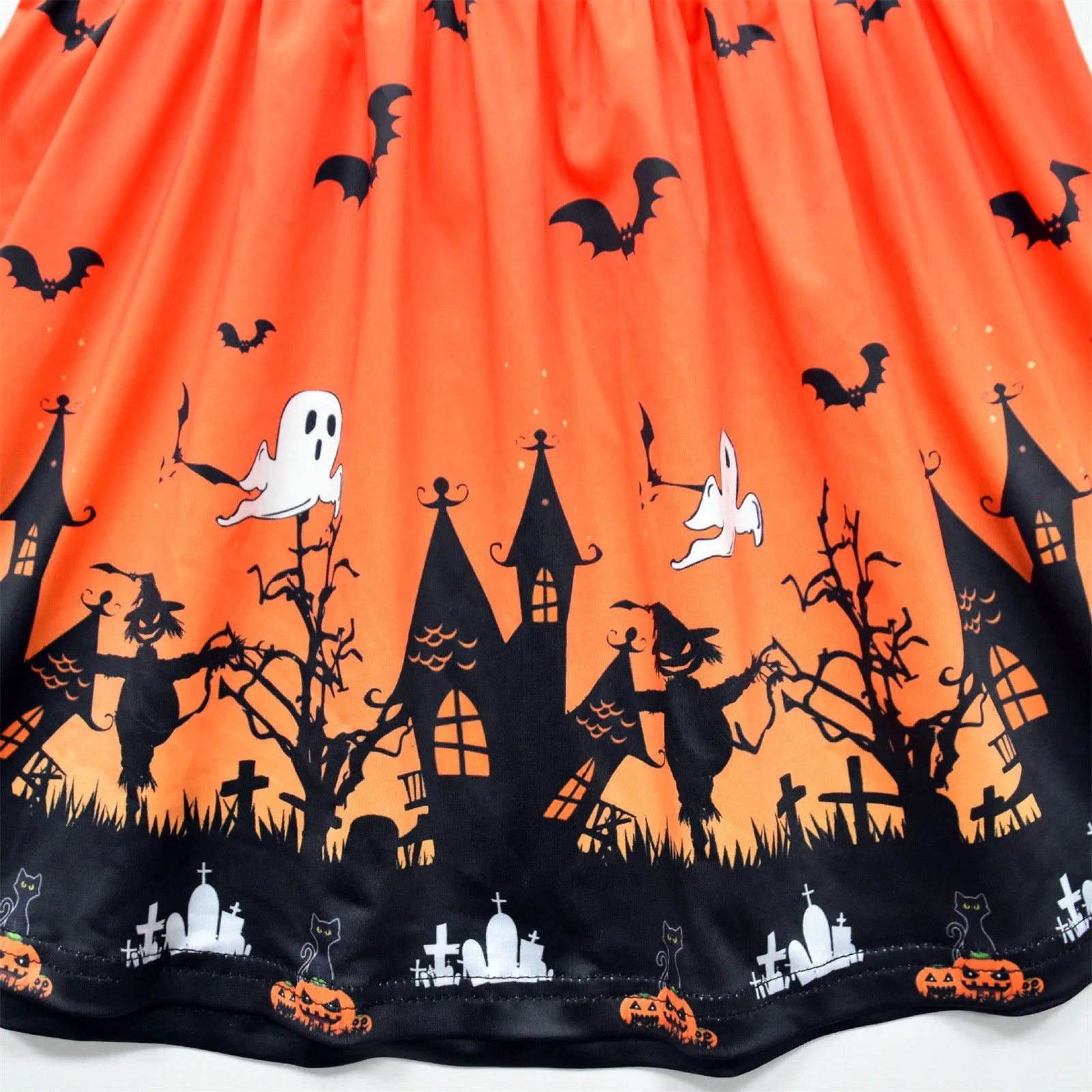 Halloween Toddler Girls Pumpkin Dress Baby Party Witch Costume