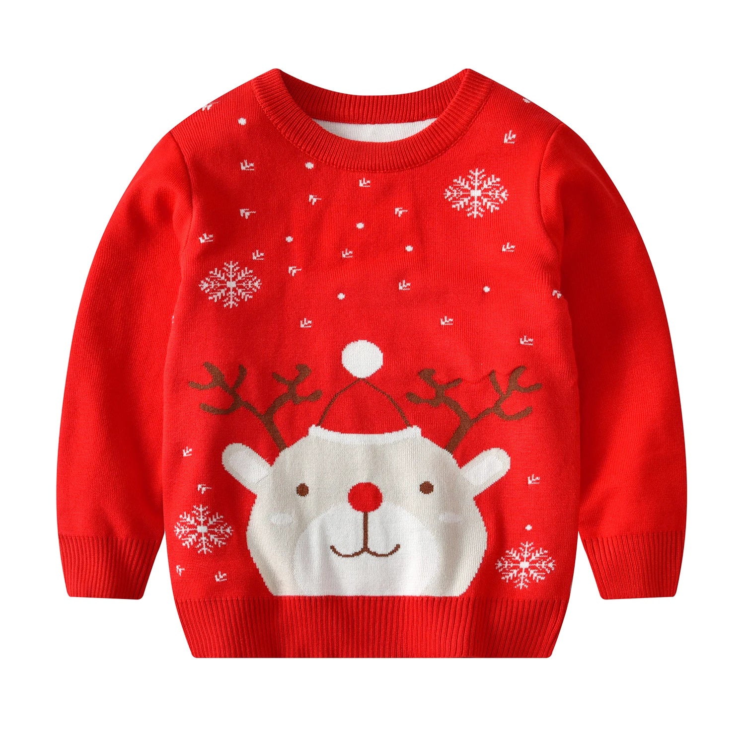 Boys Christmas Premium Snowflake Deer Sweater 3-7Y