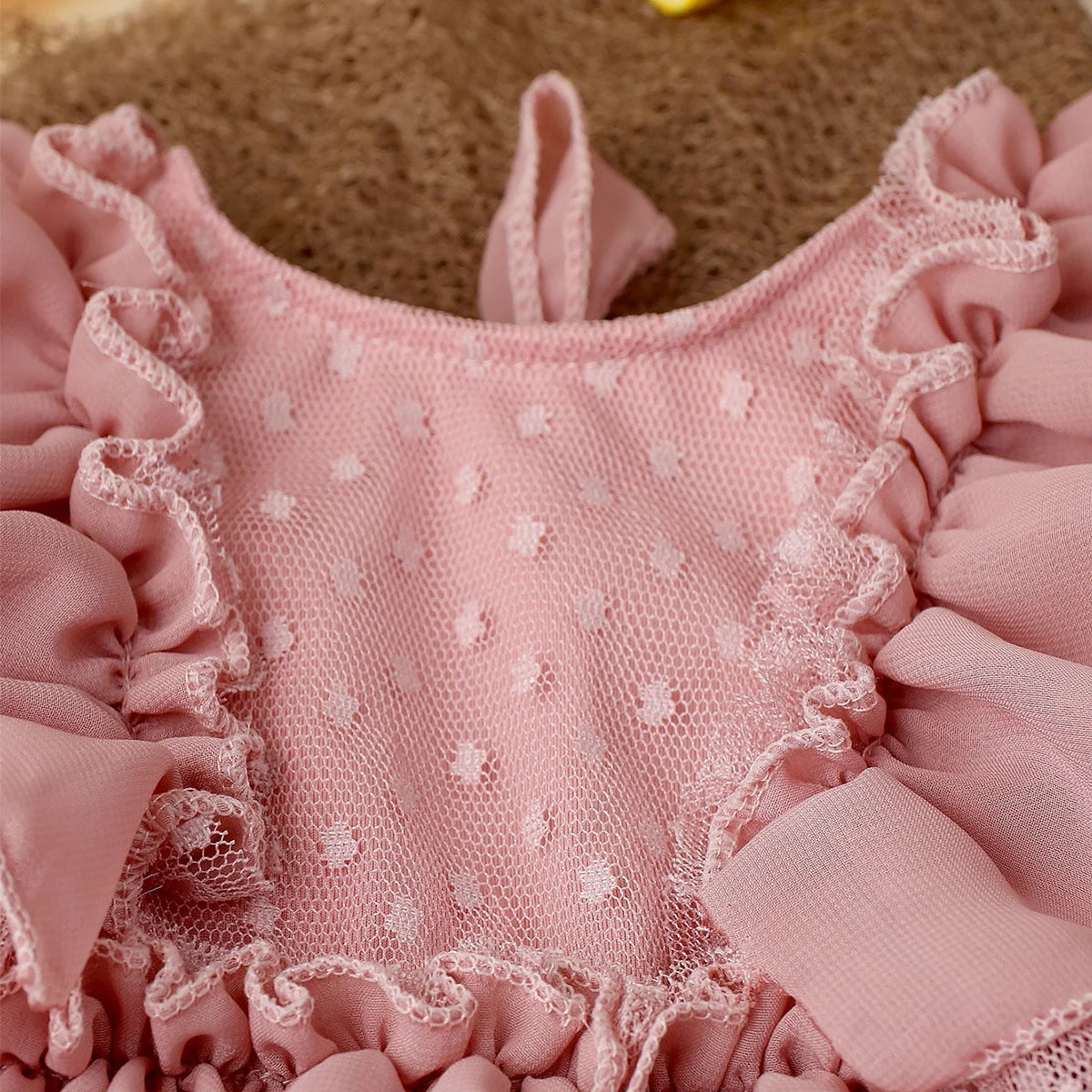 Newborn Dusty Pink Chiffon Romper & Bow Hairband Set