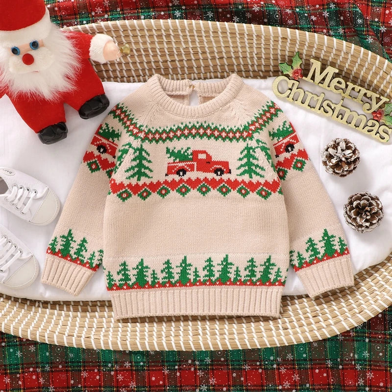 Baby Christmas Truck Knit Sweater