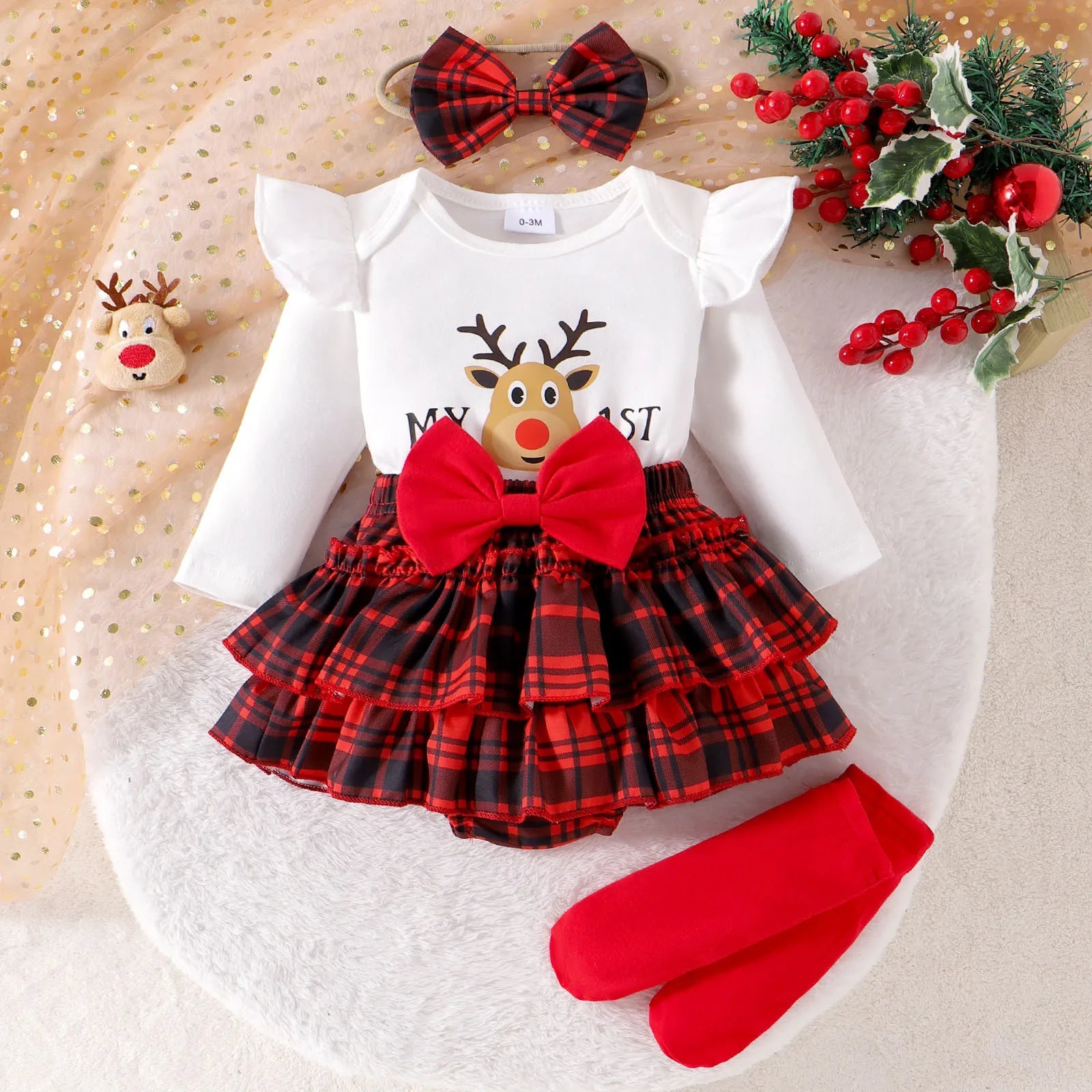 MOMSTAG Autumn Christmas Baby Girls Outfit Romper