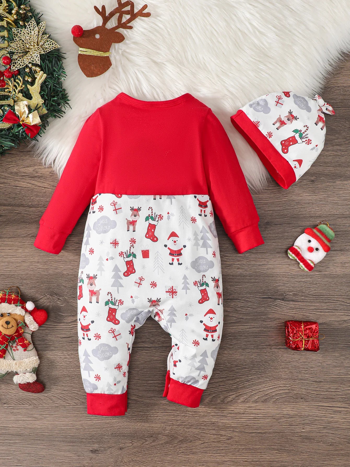 MOMSTAG Baby Santa Claus Bow Bodysuit + Hat