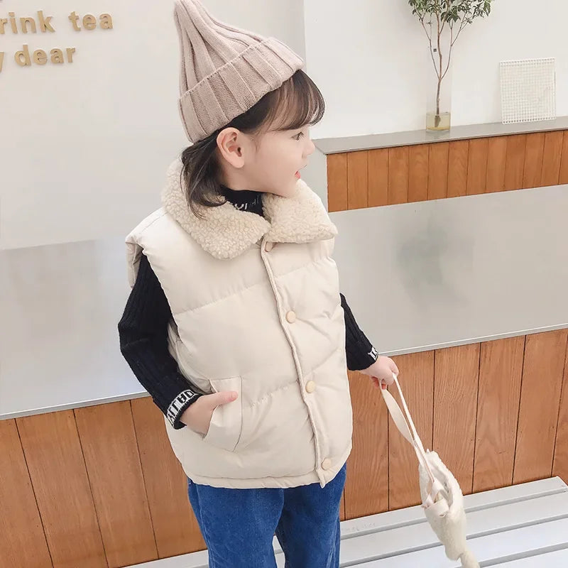 MOMSTAG Autumn Winter Sleeveless Hooded Vest Jacket for Unisex Kids