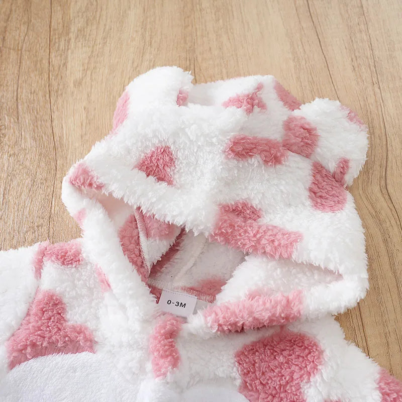 Baby Cartoon Striped Winter Onesie 0–12M