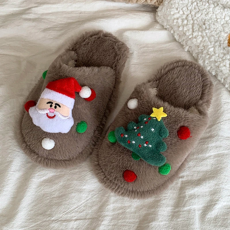 Children Christmas Comfy Plush Indoor Slippers