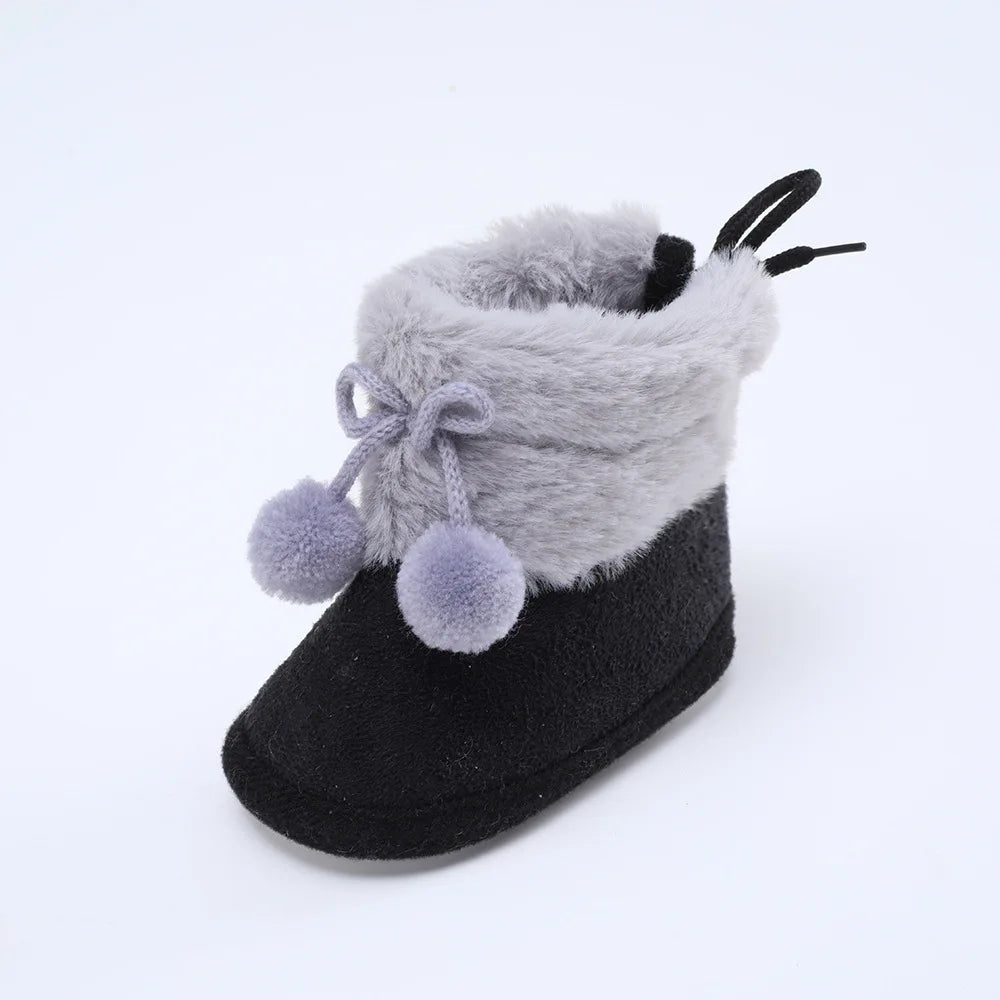 Soft Sole Fur Snow Booties for Babies