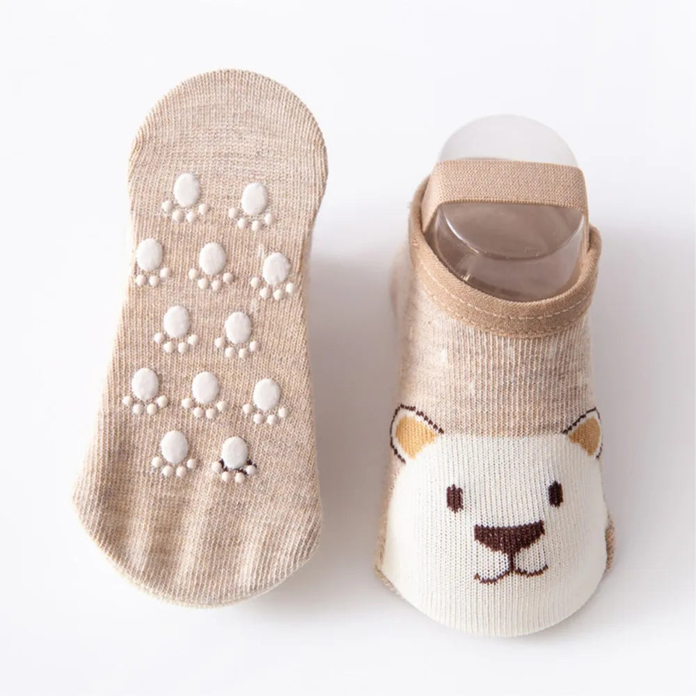 Soft Cotton Ankle Booties with Non-Slip Soles for Babies