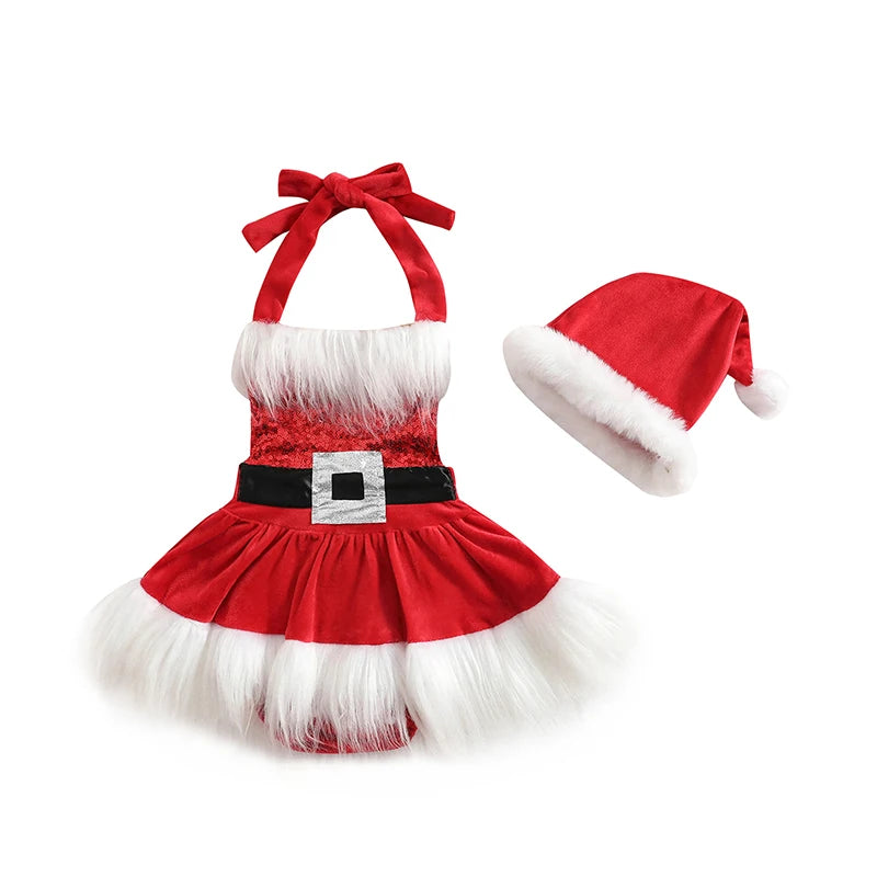 Baby Girl Santa Tulle Party Dress + Hat