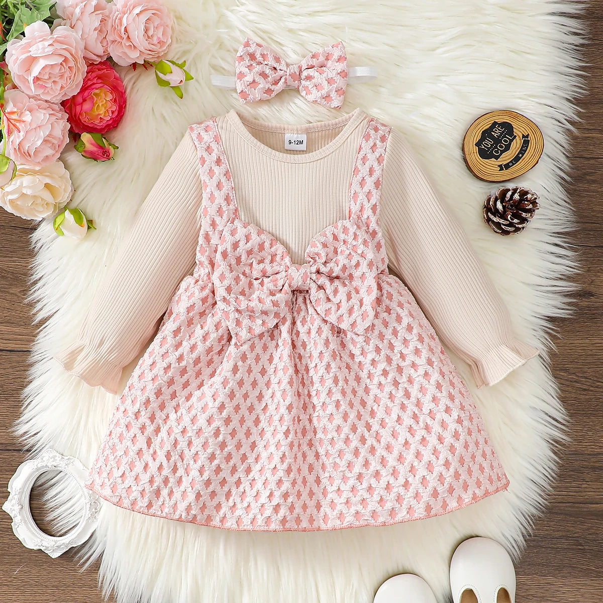 Baby Girl Bow Princess Dress & Headband Set