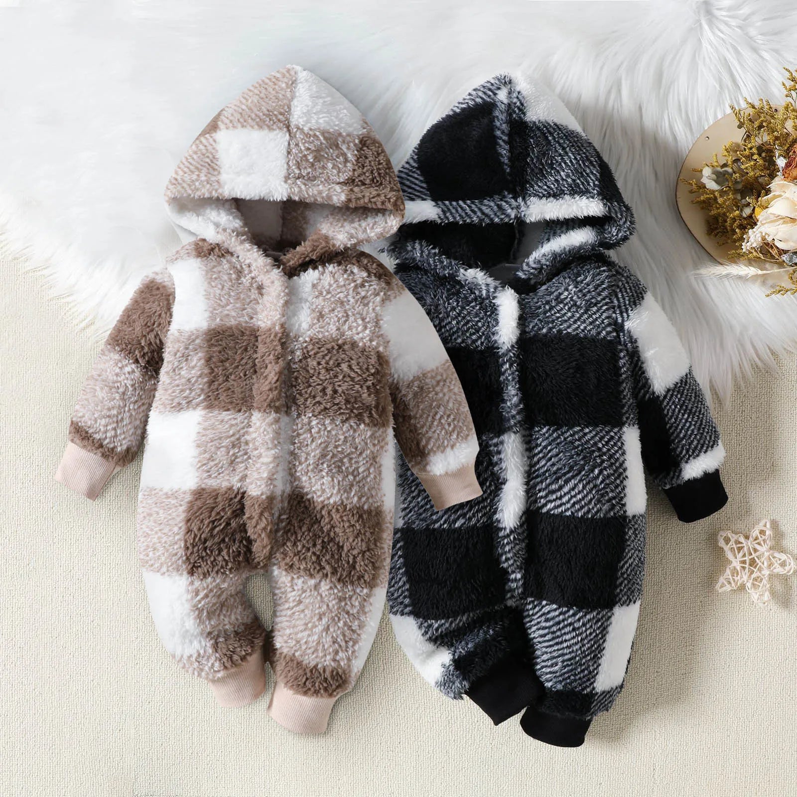 MOMSTAG Newborn Snowsuit Warm Hooded Rompers