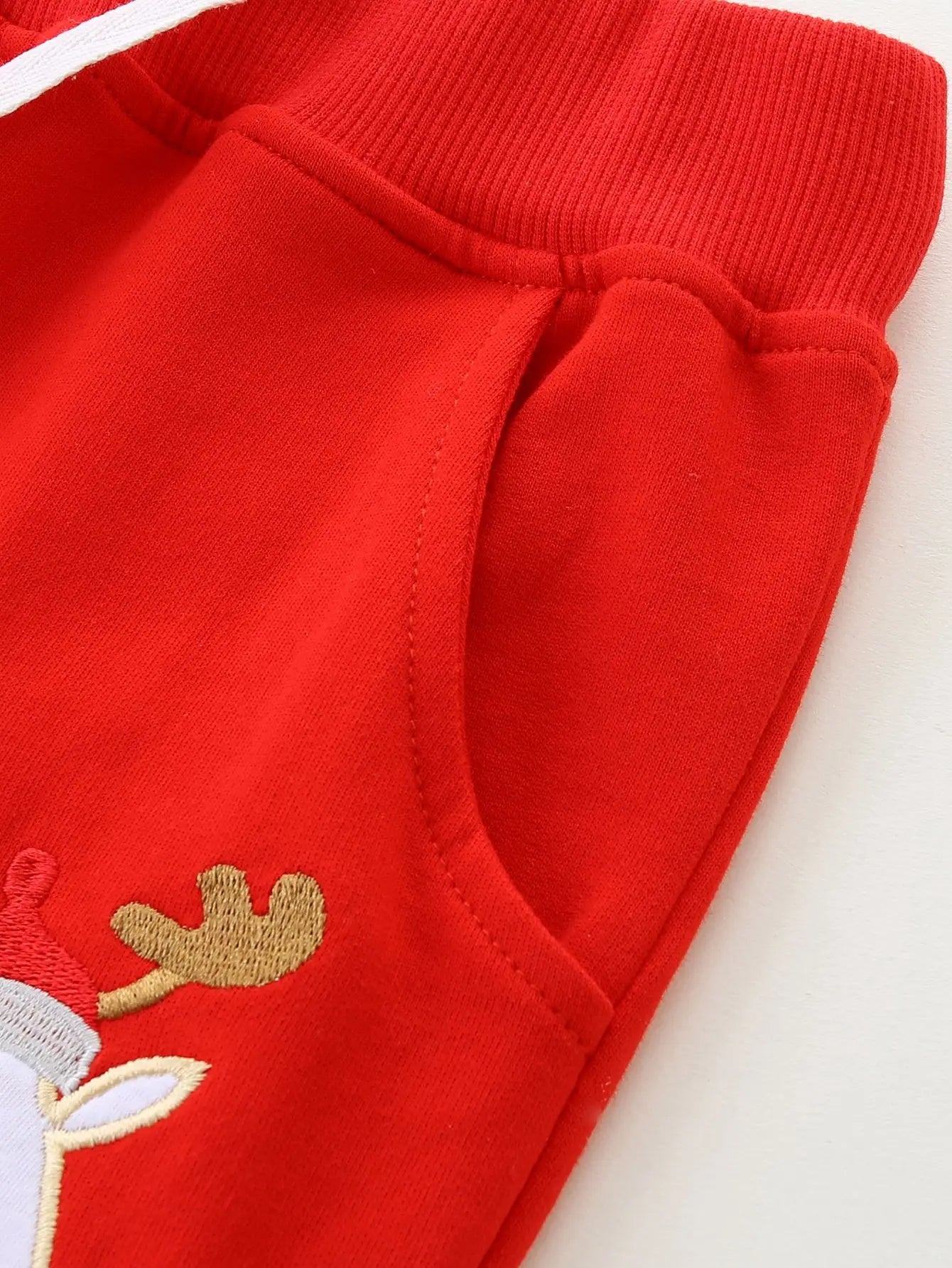 Girls’ Christmas Red Drawstring Cotton Pants