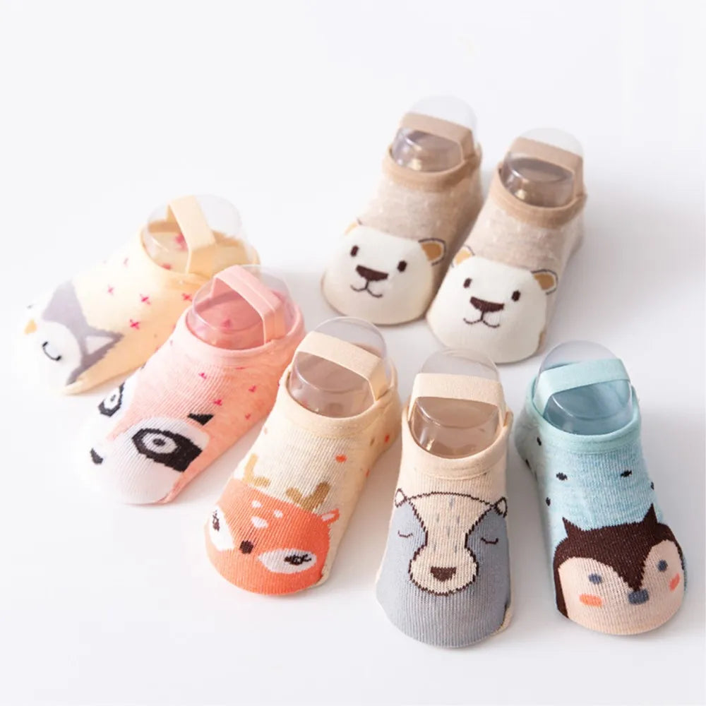 Soft Cotton Ankle Booties with Non-Slip Soles for Babies