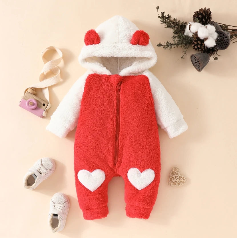 MOMSTAG Baby Girl Winter Warm Romper Zipper Closure Jumpsuit