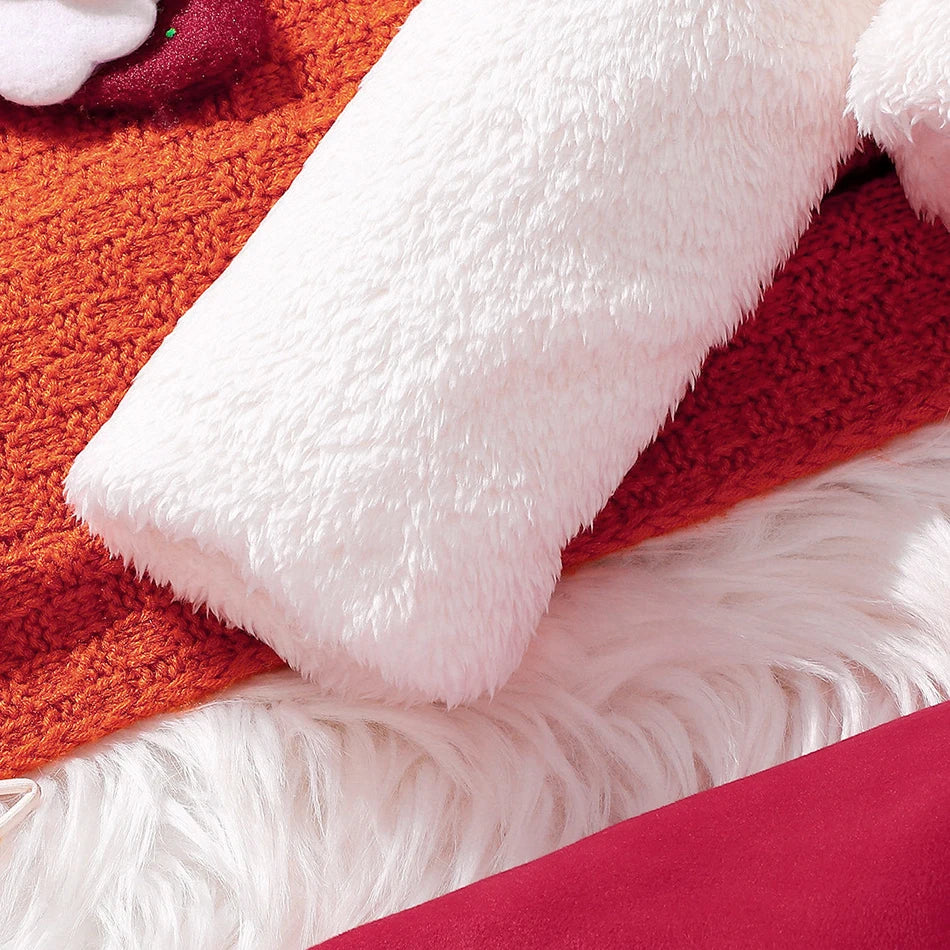 Girls Winter Coat & Red Velvet Dress Set