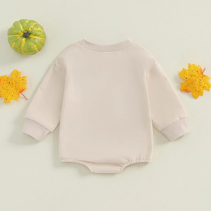 Halloween  Pumpkin Print Round Neck Long Sleeve Sweatshirt For Newborn