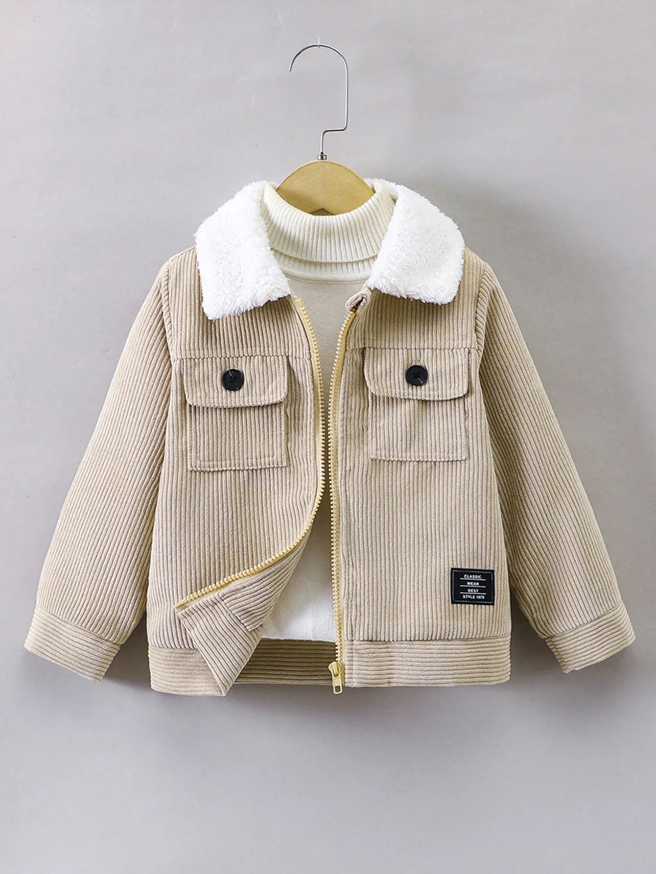 MOMSTAG Boys' Corduroy Fleece Zipper Jacket