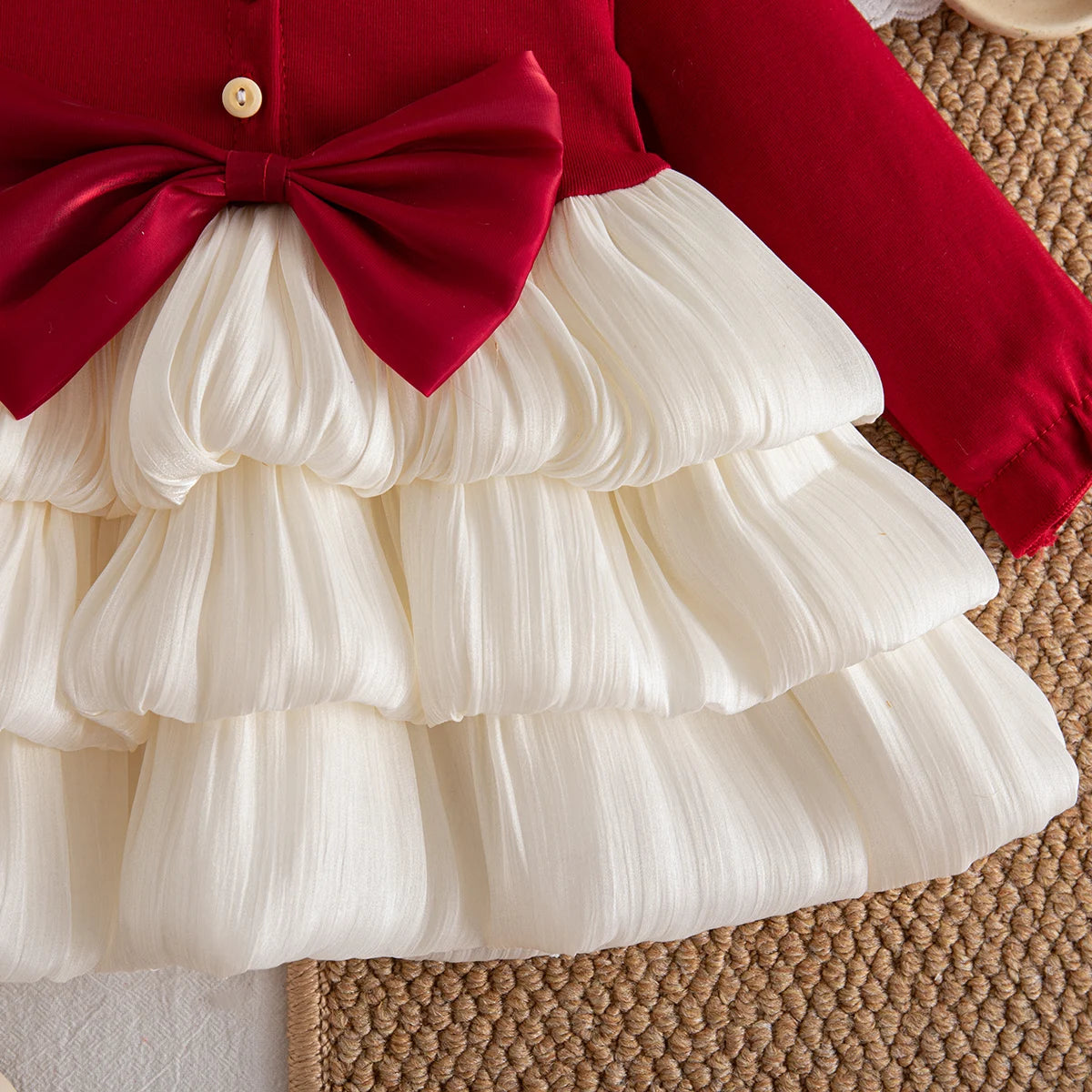 Red Bow Baby Girl Christmas Ball Gown