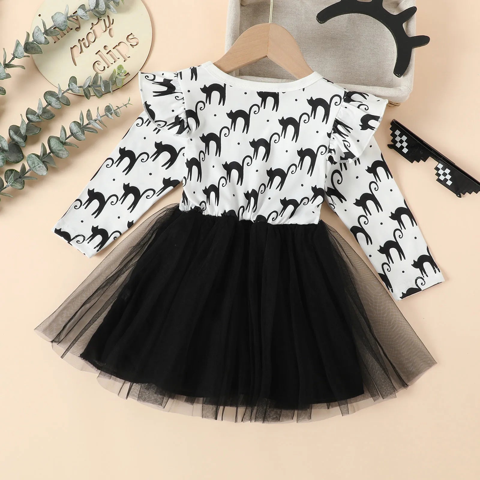 Halloween Black Cat dress for Girls